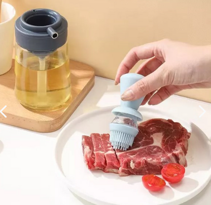 OilMaster 3 en 1™ – Dosificador de Aceite con Brocha de Silicona